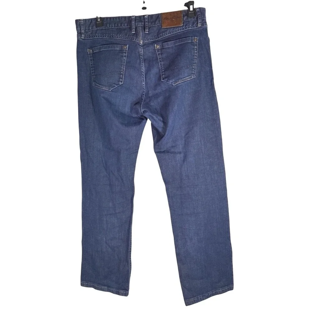 Robert Graham Mens Jeans 36x30 Straight Leg Dark Wash Blue